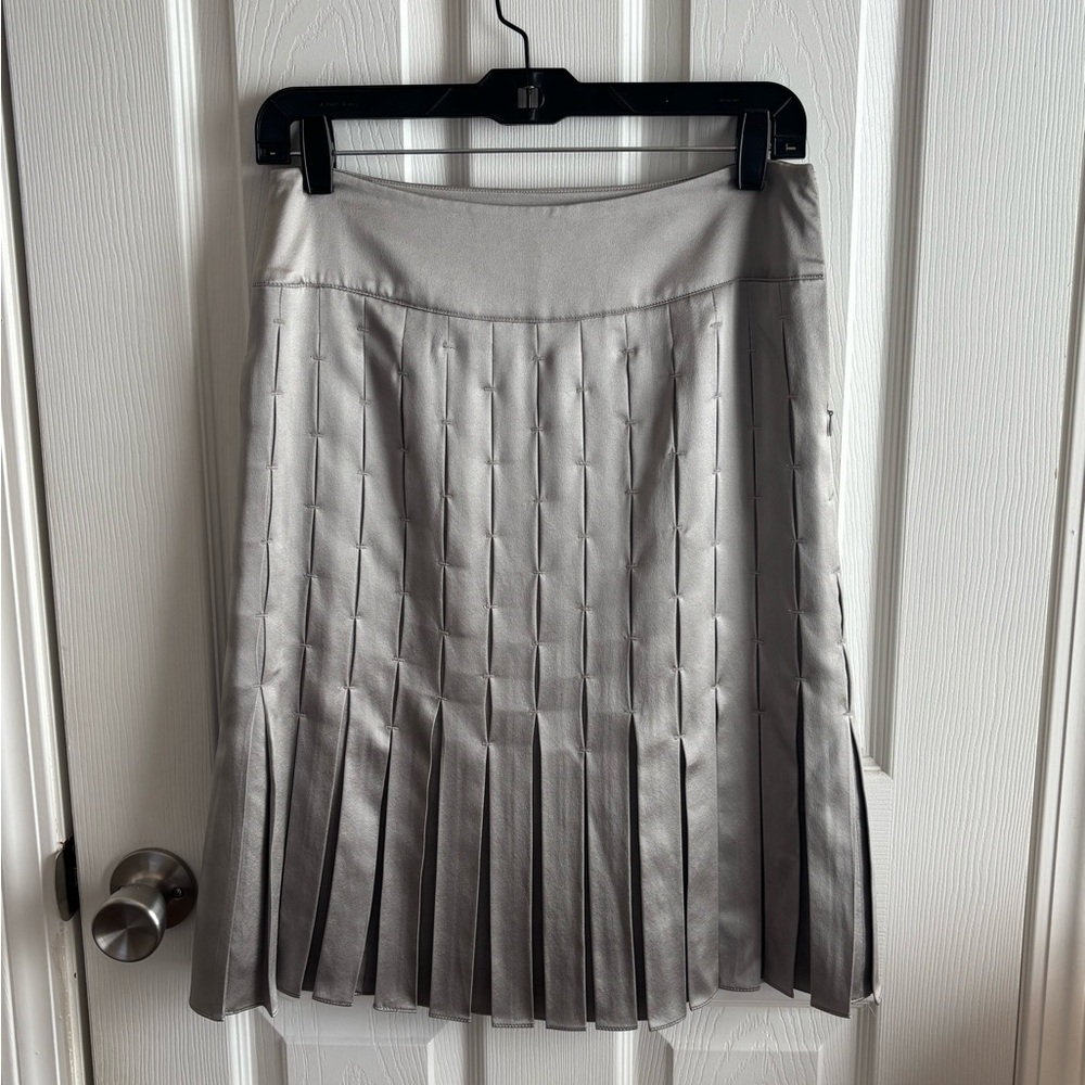 Magaschoni Metallic Gray A-Line Skirt